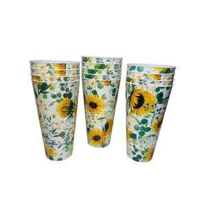 Set of 13 The Spring Shop 32 Ounce Plastic Tumbers Drinkware Sunflower Theme New